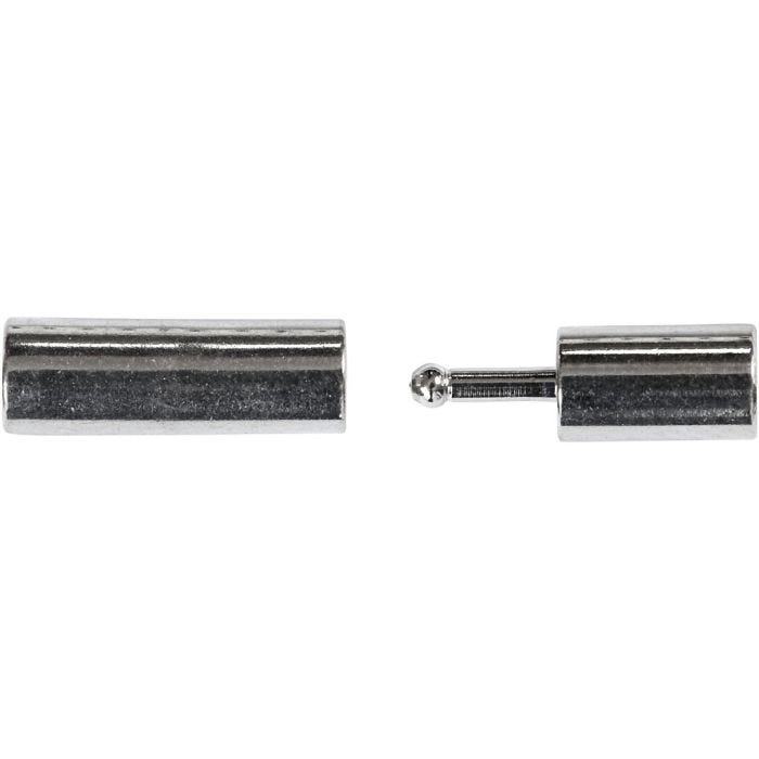 Fermoir magnétique, dim. 3x14 mm, diamètre intérieur 2 mm, argenté, 40 pièces/ 1 Pq.