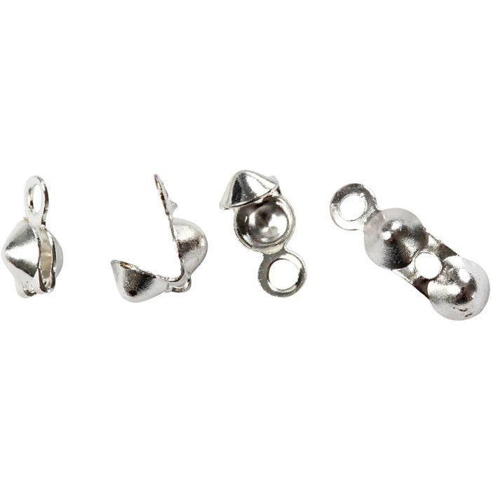 Embouts cache-noeud, L : 8 mm, d 3 mm, argenté, 100 pièces/ 1 Pq.