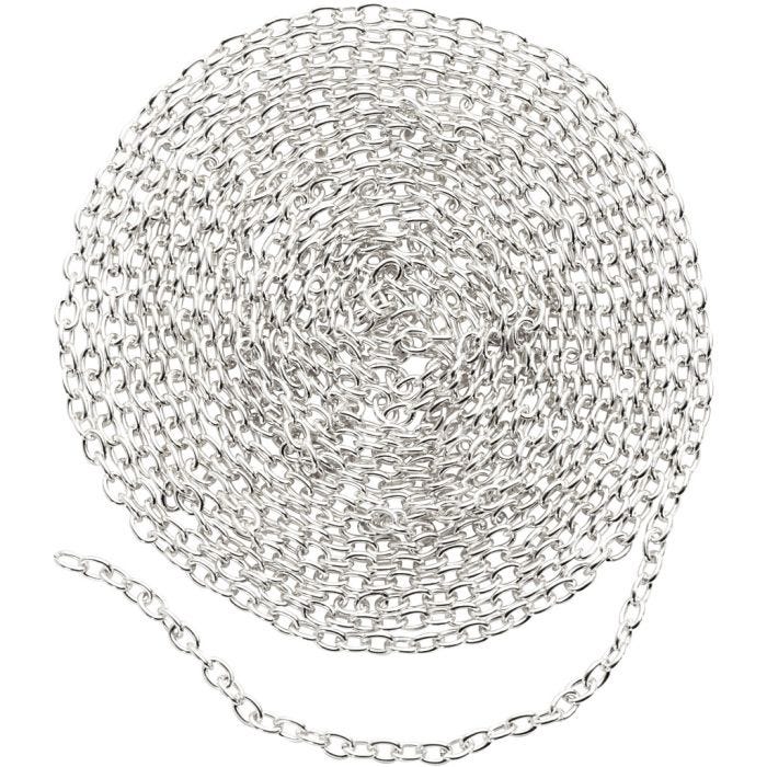 Jaseron, L : 2 mm, argenté, 2 m/ 1 pièce