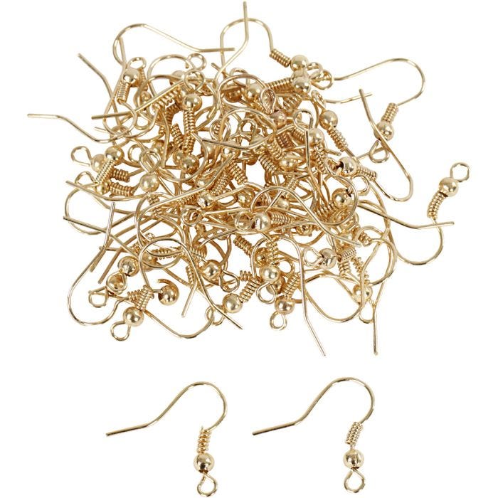 Crochet d’Oreille Français, L : 18 mm, doré, 100 pièces/ 1 Pq.