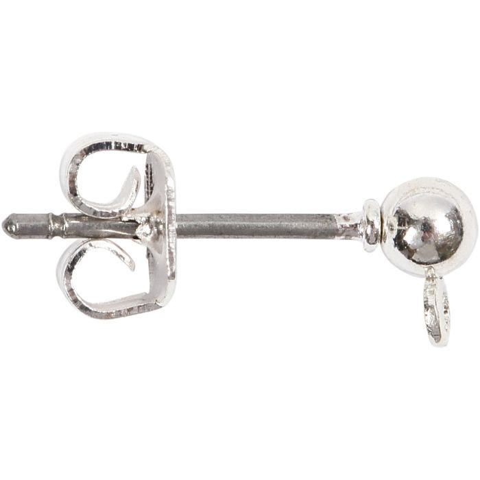 Boucles d'oreilles, L : 13 mm, d 3,8 mm, diamètre intérieur 0,8 mm, argenté, 10 pièces/ 1 Pq.