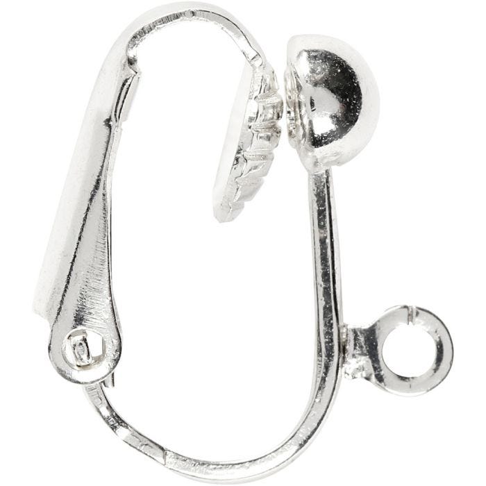 Clip-on oorbellen, L: 16,5 mm, B: 1,5 mm, gatgrootte 1,6 mm, verzilverd, 40 stuk/ 1 doos