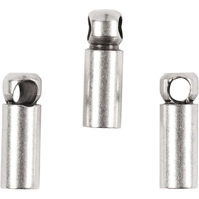 Embouts, L : 8 mm, d 2 mm, argenté, 10 pièces/ 1 Pq.