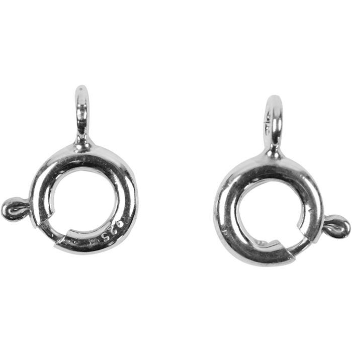 Fermoirs à ressort, d 6 mm, argent, 10 pièces/ 1 Pq.