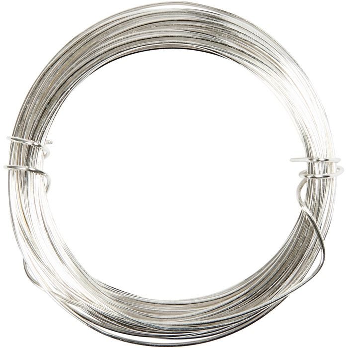 Fil argenté, ép. 0,6 mm, argenté, 10 m/ 1 rouleau