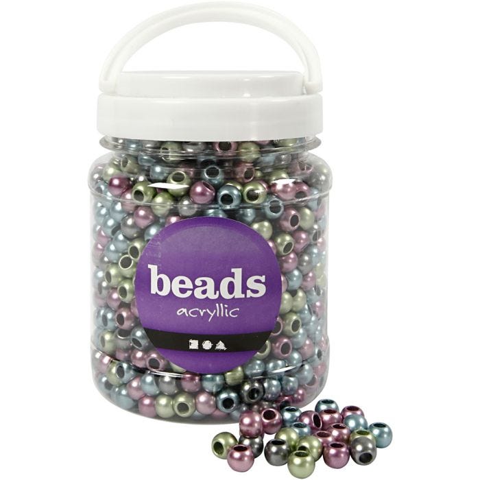 Perles Pony, d 10 mm, diamètre intérieur 4 mm, 380 gr, 700 ml/ 1 boîte