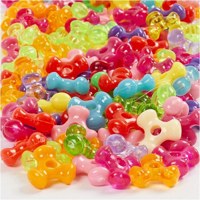 Mélange de perles, d 10 mm, diamètre intérieur 2 mm, 65 gr, 125 ml/ 1 Pq.