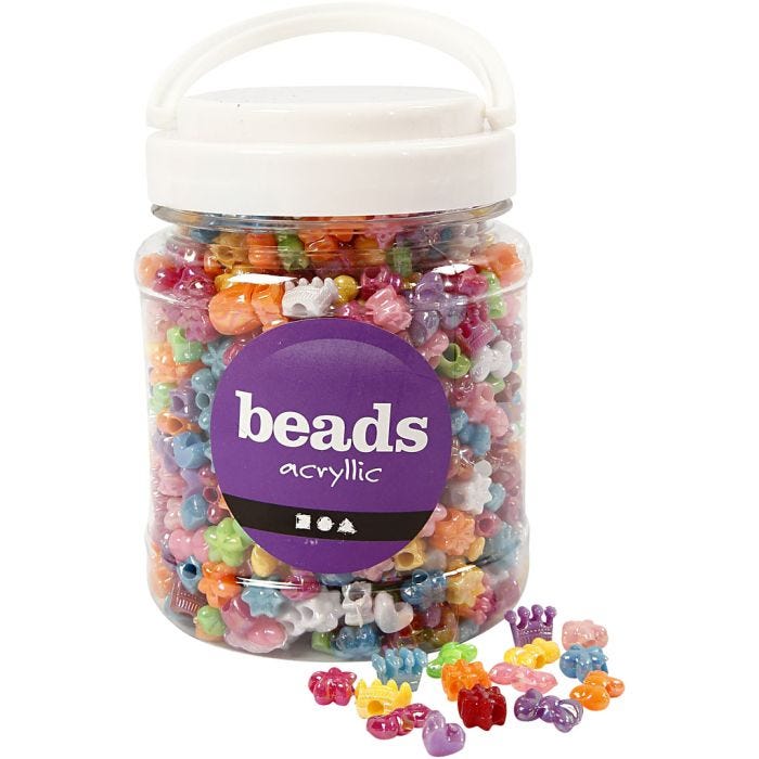 Perles Plastique Novelty, d 10 mm, diamètre intérieur 3 mm, ass. de couleurs, 380 gr, 700 ml/ 1 boîte