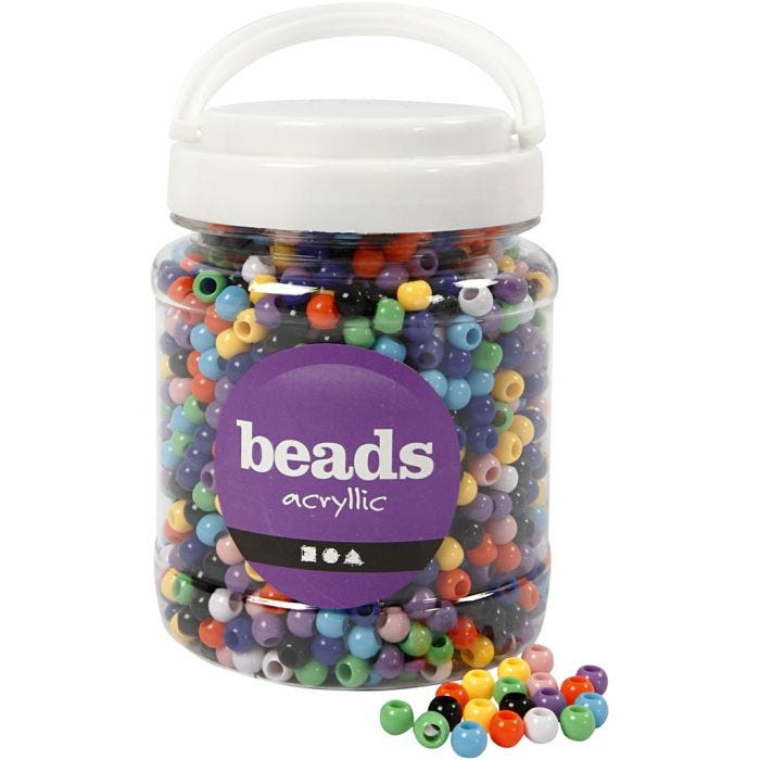 Perles Pony, d 8 mm, diamètre intérieur 4 mm, ass. de couleurs, 415 gr, 700 ml/ 1 boîte