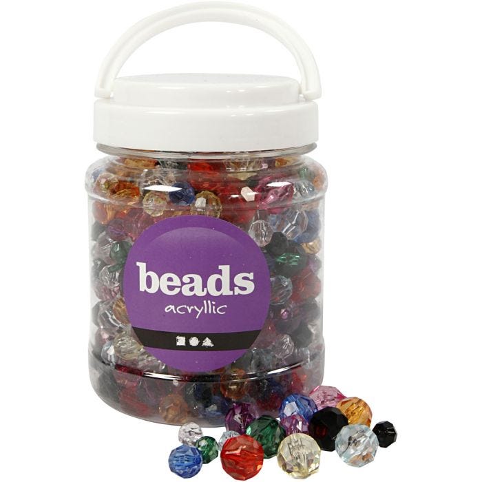 Perles à Facettes, dim. 10-12-16 mm, diamètre intérieur 1-2,5 mm, ass. de couleurs, 500 gr, 700 ml/ 1 boîte