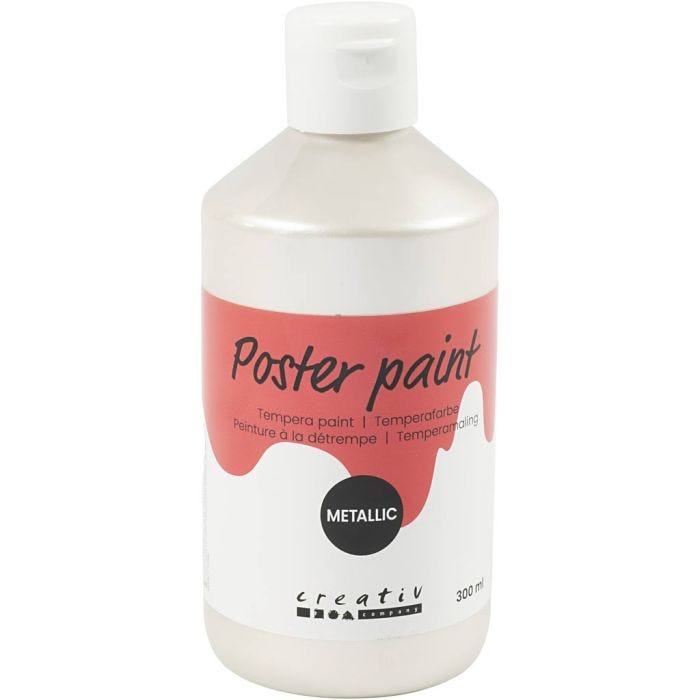 Peinture à la détrempe Métallisée, blanc, 300 ml/ 1 Pq.