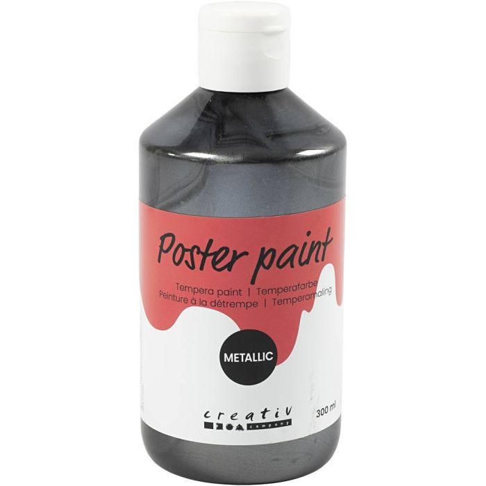 Peinture à la détrempe Métallisée, noir, 300 ml/ 1 Pq.