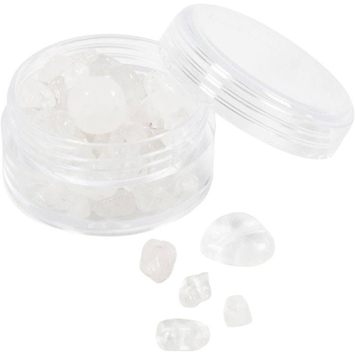 Perles de cristal, Quartz transparent, d 7-12 mm, diamètre intérieur 1 mm, couleurs transparentes, 63 pièces/ 1 Pq.