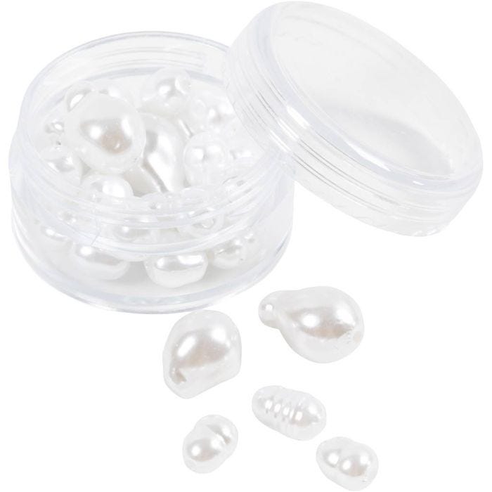 Perles de Cire, Ovale, d 6-14 mm, diamètre intérieur 1,3-1,5 mm, 30 pièces/ 1 Pq.
