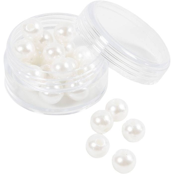 Perles de Cire, d 8 mm, diamètre intérieur 2,3 mm, nacré, 22 pièces/ 1 Pq.