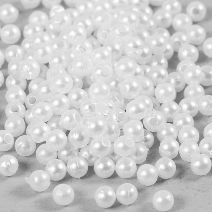 Perles de Cire, d 4 mm, diamètre intérieur 1,5 mm, nacré, 210 pièces/ 1 Pq.