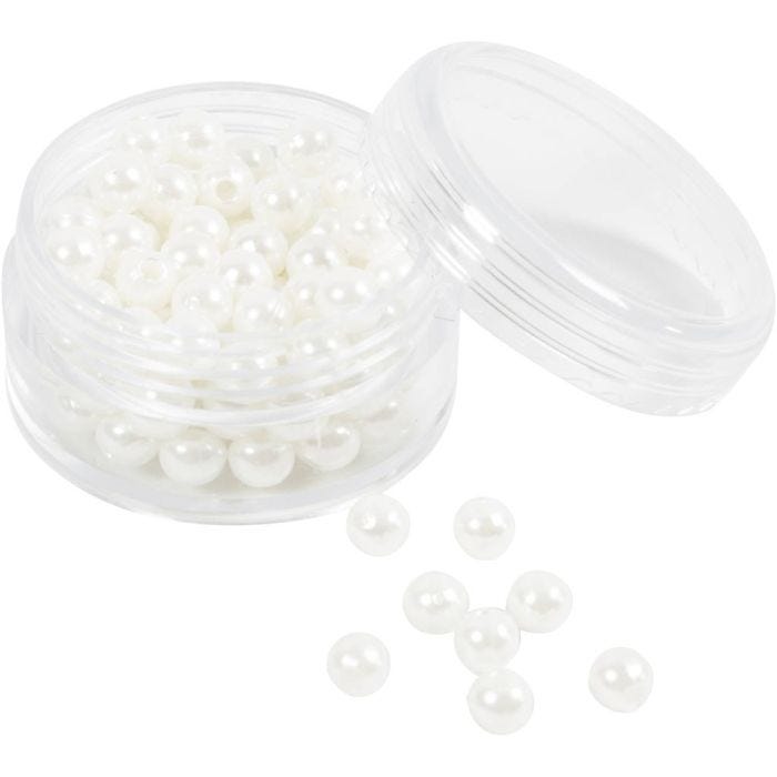 Perles de Cire, d 5 mm, diamètre intérieur 1,7 mm, nacré, 110 pièces/ 1 Pq.