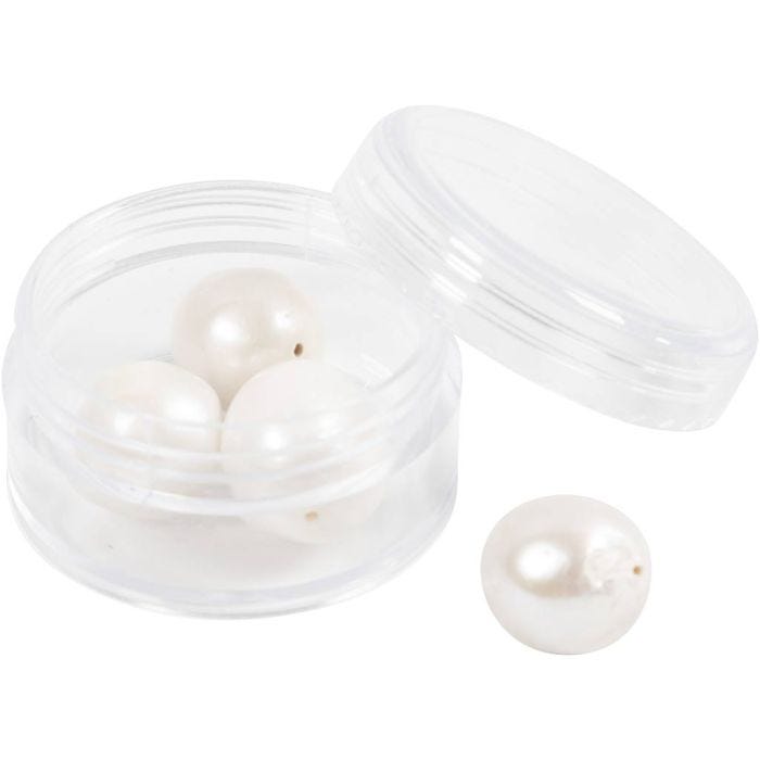 Perles d’eau douce, Perforé longitudinalement, d 13-14 mm, diamètre intérieur 0,8 mm, nacré, 4 pièces/ 1 Pq.