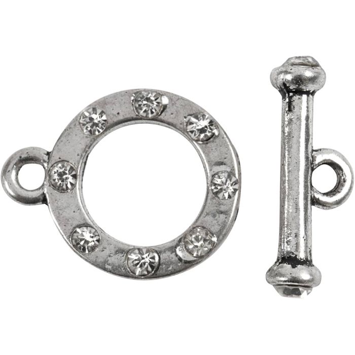 L : 17 mm, d 20 mm, diamètre intérieur 2 mm, argent antique, 1 set