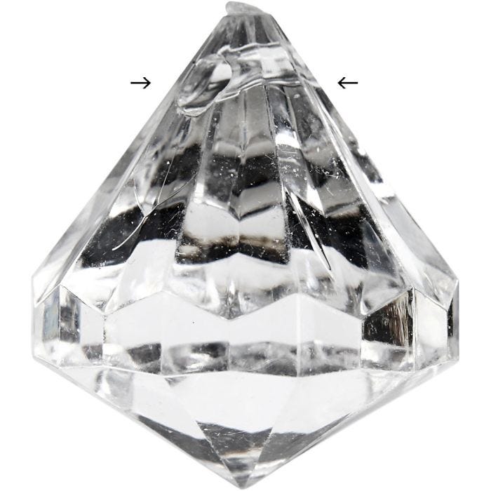 Perles acryliques, dim. 27x30 mm, diamètre intérieur 2,5 mm, brillant transparent, 8 pièces/ 1 Pq.