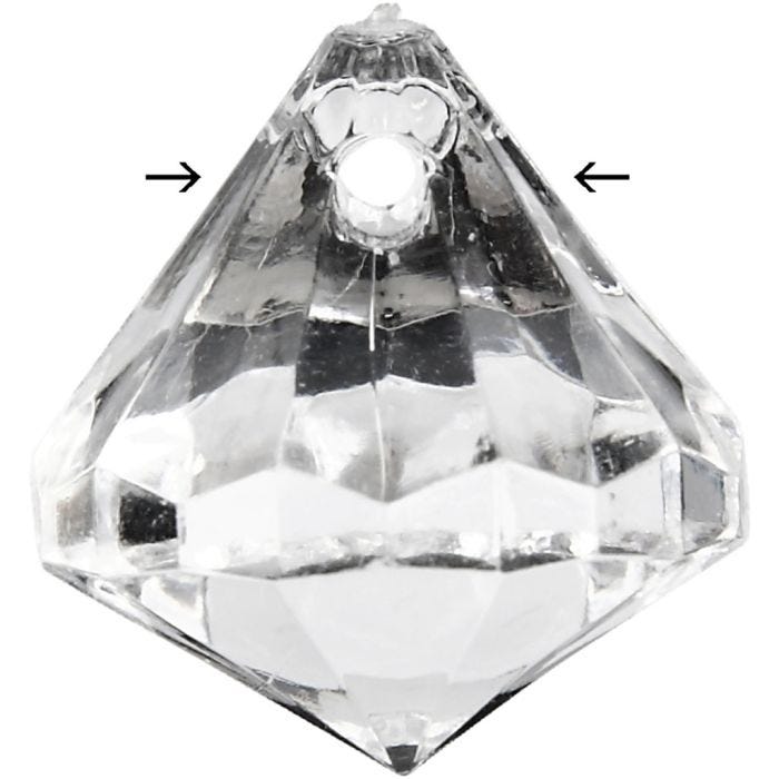 Perles acryliques, dim. 17x16 mm, diamètre intérieur 1,2 mm, brillant transparent, 43 pièces/ 1 Pq.