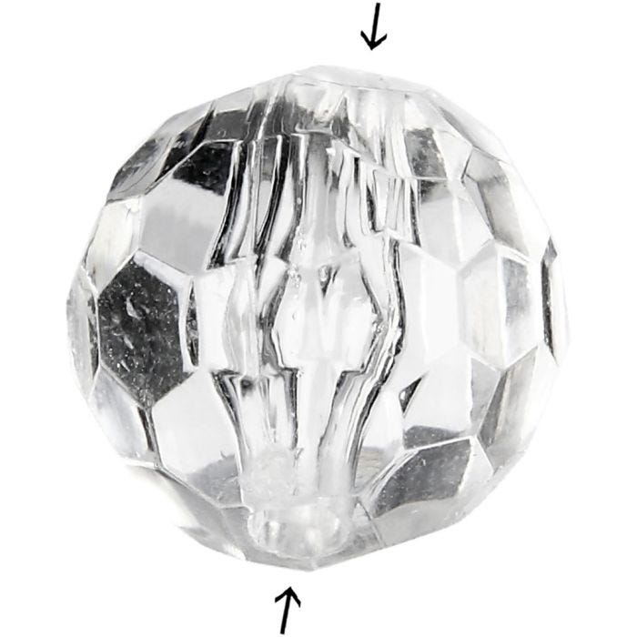 Perles acryliques, dim. 12 mm, diamètre intérieur 1,2 mm, brillant transparent, 77 pièces/ 1 Pq.