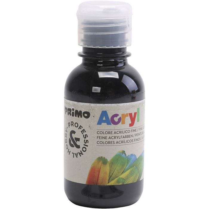 Peinture acrylique de luxe PRIMO, noir, 125 ml/ 1 flacon