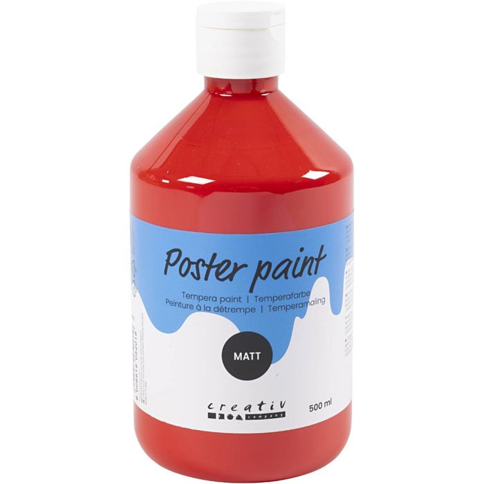 Peinture à la détrempe Mate, rouge, 500 ml/ 1 flacon