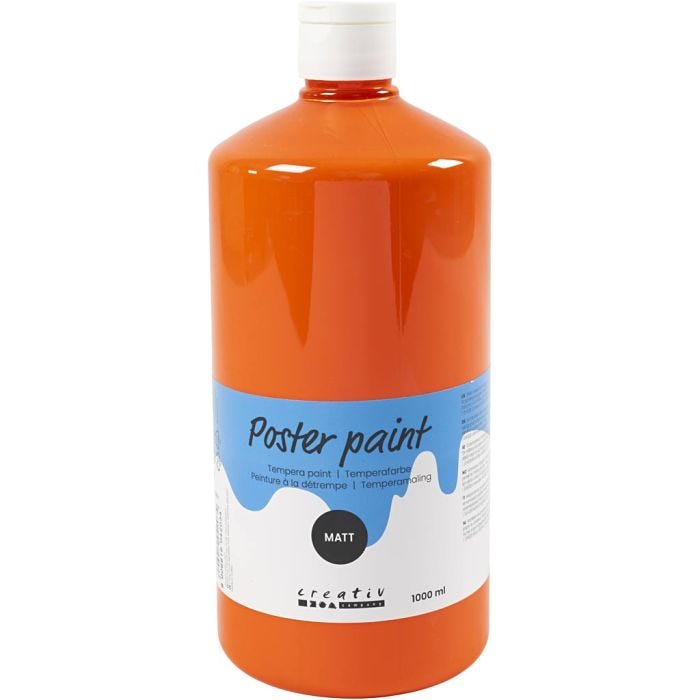 Peinture à la détrempe Mate, orange, 1000 ml/ 1 flacon