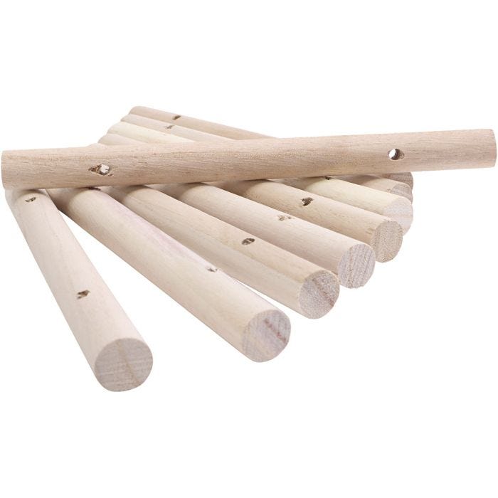 Tiges en bois pour dessous-de-plat, d 14-15 mm, dim. 18 cm, diamètre intérieur 4 mm, 108 pièces/ 1 Pq.