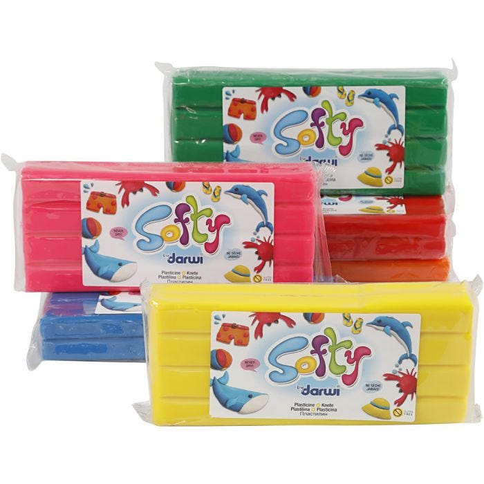 Pâte à Modeler Softy, ass. de couleurs, 6x500 gr/ 1 Pq.