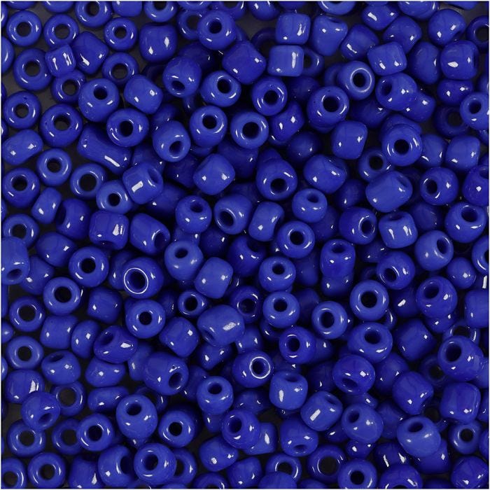Perles de Rocaille, d 3 mm, dim. 8/0, diamètre intérieur 0,6-1,0 mm, bleu, 25 gr/ 1 Pq.