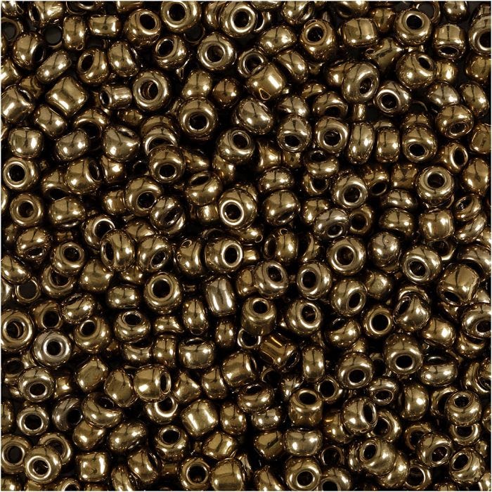 Perles de Rocaille, d 3 mm, dim. 8/0, diamètre intérieur 0,6-1,0 mm, bronze, 25 gr/ 1 Pq.