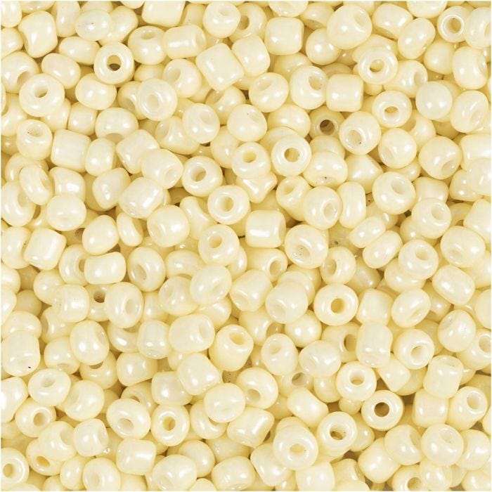 Perles de Rocaille, d 3 mm, dim. 8/0, diamètre intérieur 0,6-1,0 mm, jaune clair, 25 gr/ 1 Pq.