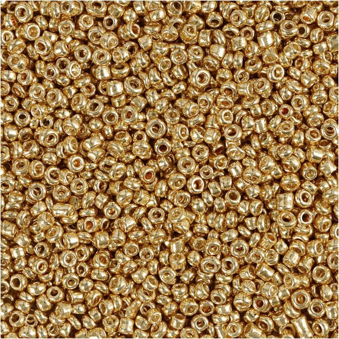 Perles de Rocaille, d 1,7 mm, dim. 15/0, diamètre intérieur 0,5-0,8 mm, laiton, 25 gr/ 1 Pq.