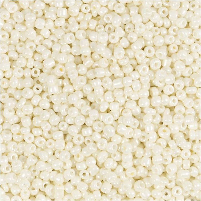 Perles de Rocaille, d 1,7 mm, dim. 15/0, diamètre intérieur 0,5-0,8 mm, nacré, 25 gr/ 1 Pq.