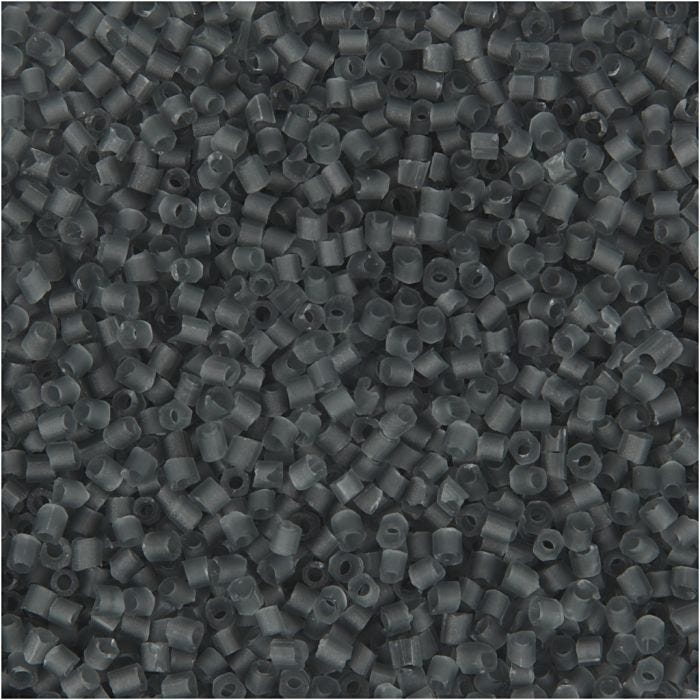Rocailles 2-cut, 2-cut, d 1,7 mm, dim. 15/0, diamètre intérieur 0,5 mm, gris transparent, 500 gr/ 1 sac