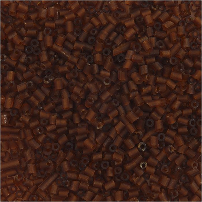 Rocailles 2-cut, d 1,7 mm, dim. 15/0, diamètre intérieur 0,5 mm, brun, 25 gr/ 1 Pq.