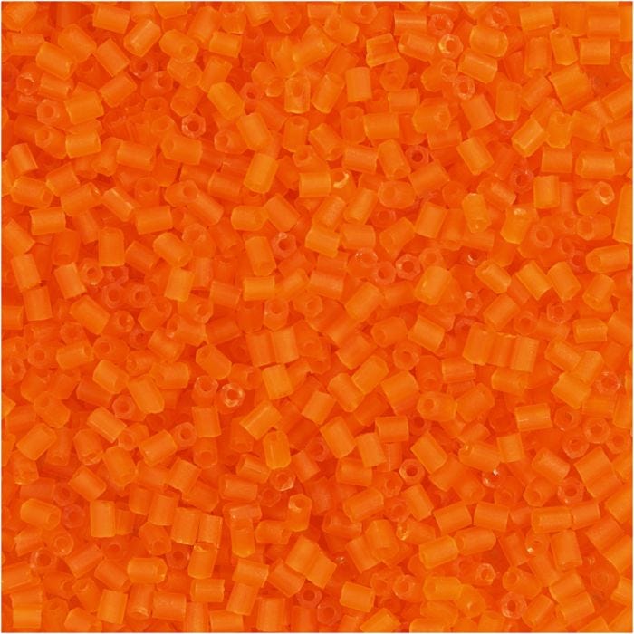 Rocailles 2-cut, d 1,7 mm, dim. 15/0, diamètre intérieur 0,5 mm, orange transparent, 25 gr/ 1 Pq.