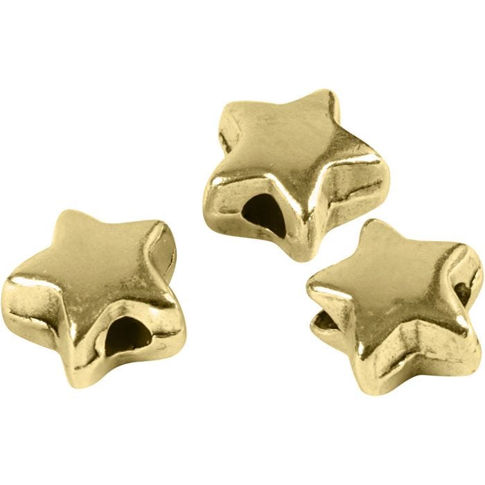 Perle espaceur, dim. 5,5x5,5 mm, diamètre intérieur 1 mm, doré, 3 pièces/ 1 Pq.