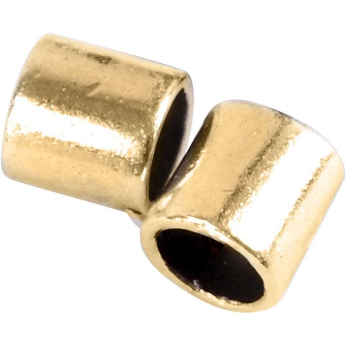 Tubes à pincer, dim. 2x2 mm, diamètre intérieur 1,4 mm, doré, 80 pièces/ 1 Pq.