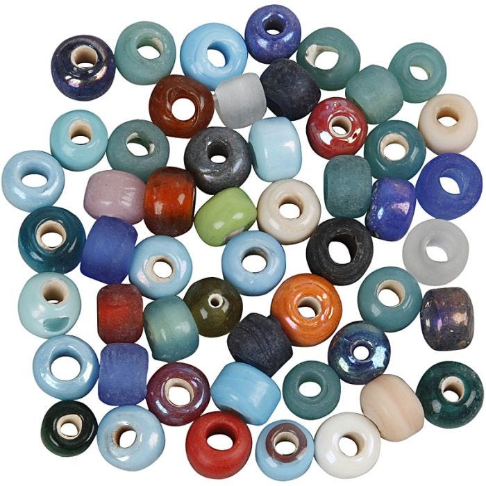 Glaskralen mix, d 9 mm, gatgrootte 2,5-3 mm, diverse kleuren, 500 gr/ 1 doos