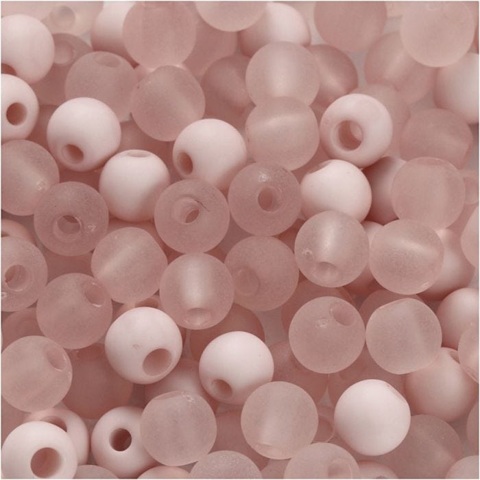 Perles en plastique, d 6 mm, diamètre intérieur 2 mm, rose, 40 gr/ 1 Pq.