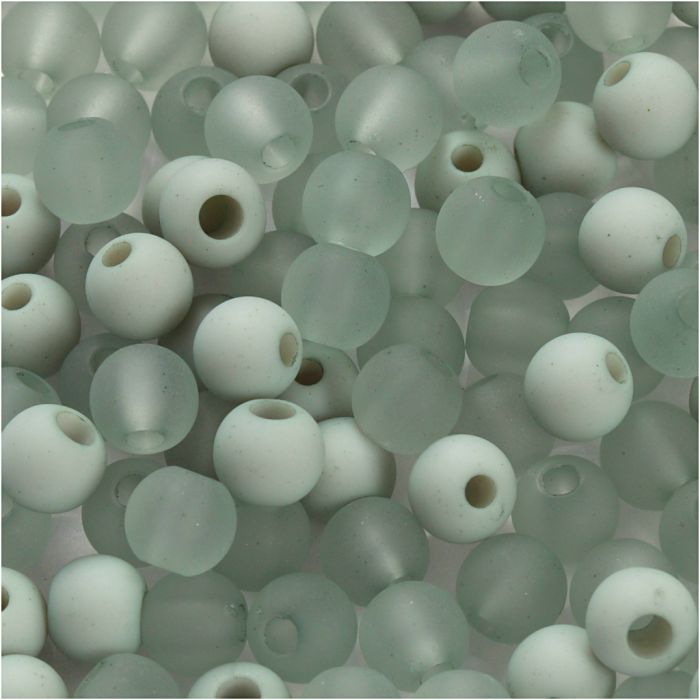 Perles en plastique, d 6 mm, diamètre intérieur 2 mm, ca. 150 pièce, vert clair, 40 gr/ 1 Pq.