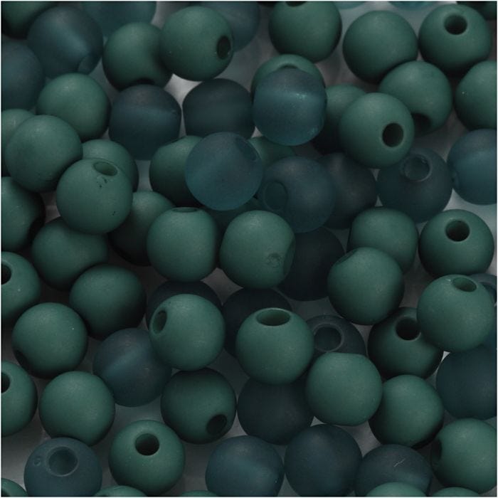 Perles en plastique, d 6 mm, diamètre intérieur 2 mm, vert bouteille, 40 gr/ 1 Pq.