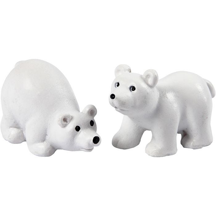 Petites figurines, H : 30 mm, L : 45 mm, blanc, 2 pièces/ 1 Pq.