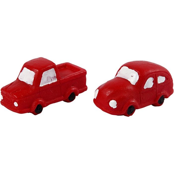 Petites figurines, H : 20 mm, L : 40 mm, rouge, 2 pièces/ 1 Pq.