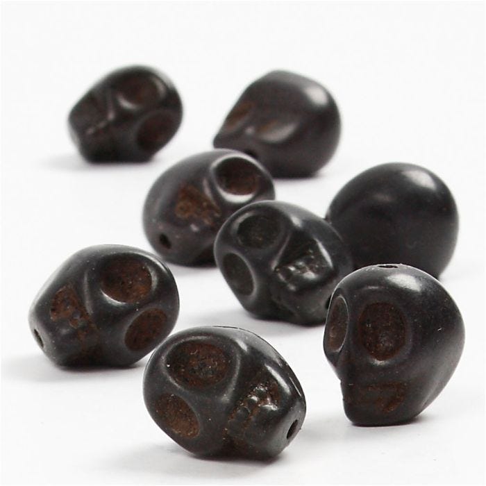 Howlite, d 12 mm, diamètre intérieur 1,5 mm, noir, 32 pièces/ 1 Pq.