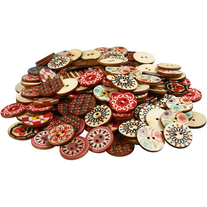 Boutons en bois, d 20 mm, 180 pièces/ 1 Pq.