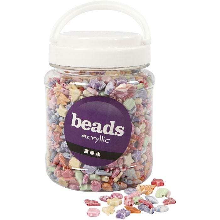 Perles Pastel, dim. 9-12 mm, diamètre intérieur 1,2 mm, 500 gr, 700 ml/ 1 boîte